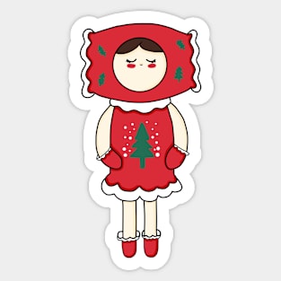 Girl with Santa costume Sticker